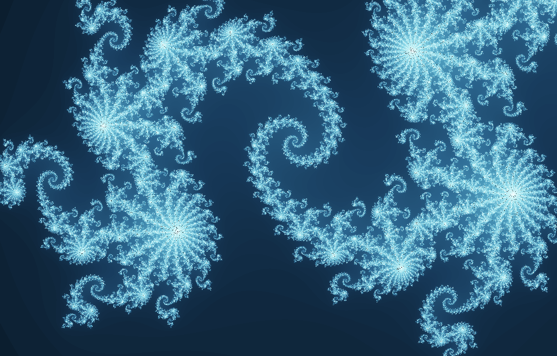 Luminous blue spirals in a Julia fractal experiment