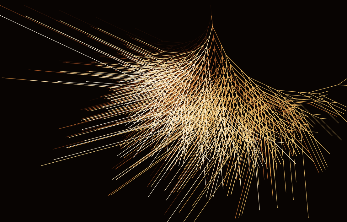A sparse L-system of long straight gold branches on black